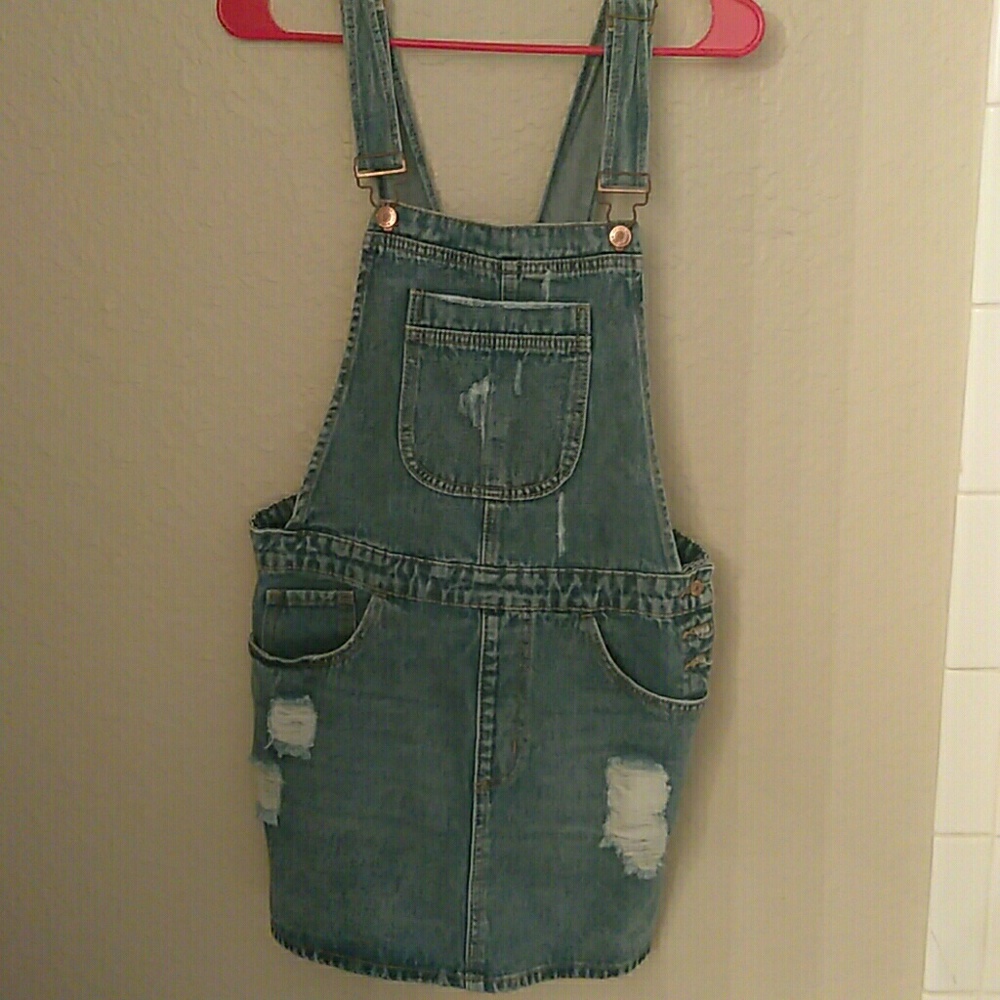 Distressed Overall Denim Dress